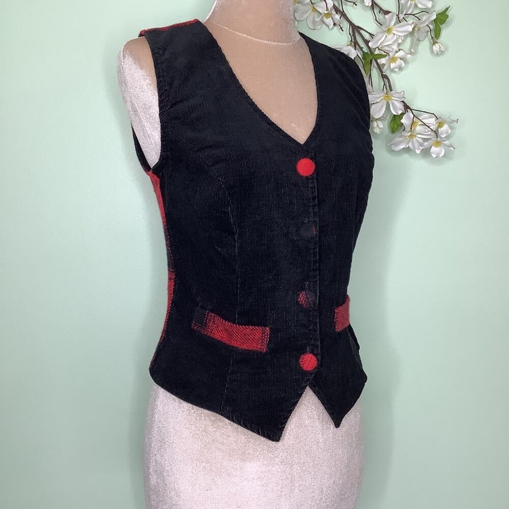 Vintage Niki-Lee California Corduroy and Flannel Buffalo Plaid Vest USA